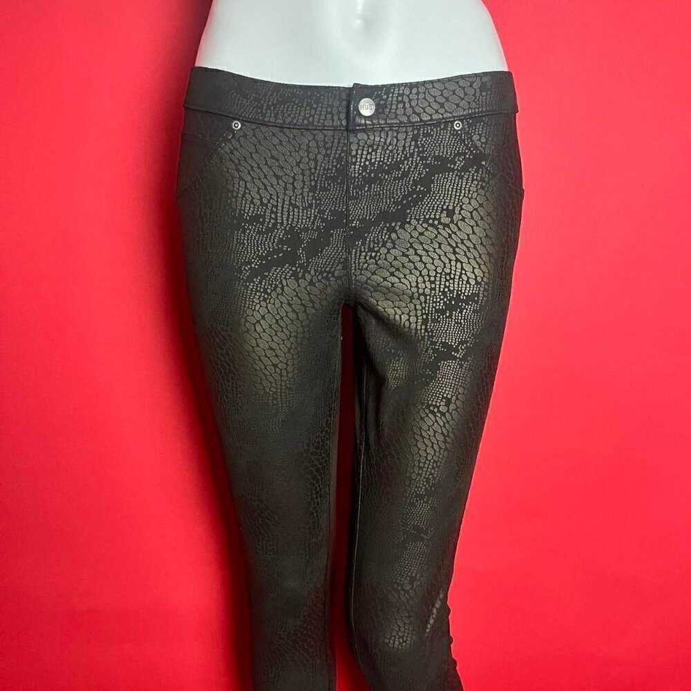 HUE / Low-rise metallic reptile print skinny jeans 🖤💛